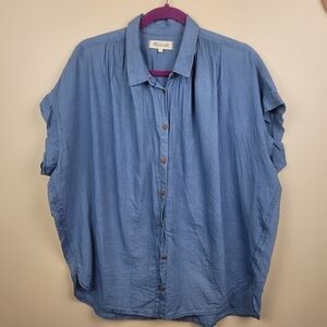 Madewell Oversized Cotton Chambray Denim Color Top size L
